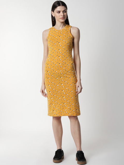 

FIVE STONES Women Mustard Printed Sheath Dress