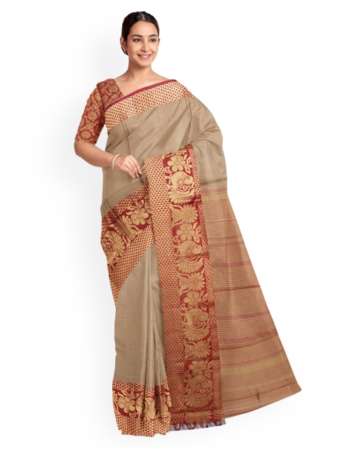 

KLM Fashion Mall Beige Solid Saree