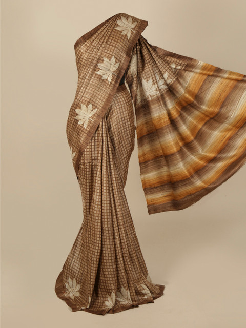 

Pothys Brown Checked Saree
