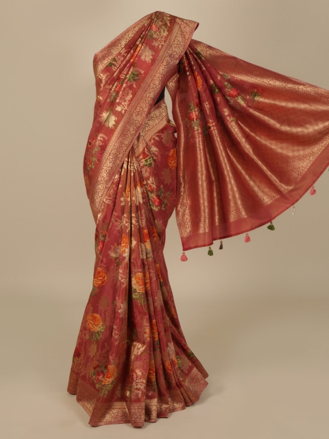 

Pothys Pink & Gold-Coloured Jute Silk Woven Design Saree