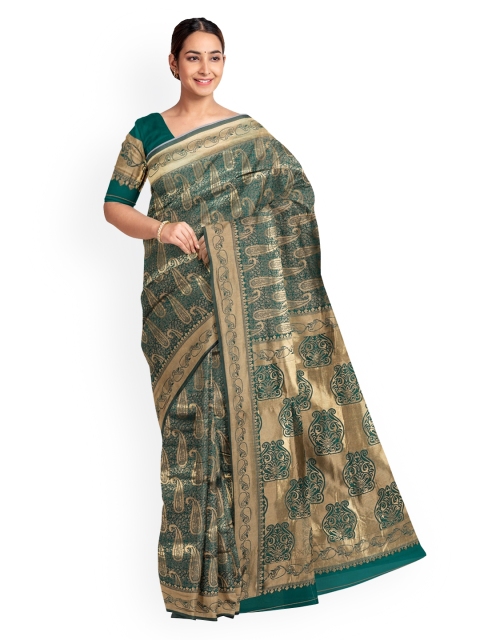 

KLM Fashion Mall Green Woven Design Linen Blend Saree