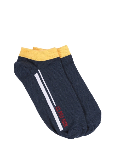

U.S. Polo Assn. Men Navy Blue & Yellow Solid Ankle-Length Socks