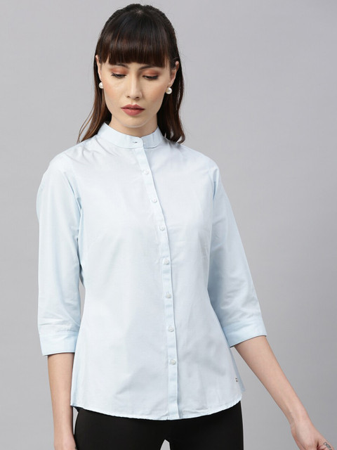 

Park Avenue Woman Blue Regular Fit Solid Casual Shirt