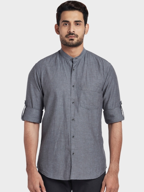 

ColorPlus Men Grey Tailored Fit Solid Casual Shirt