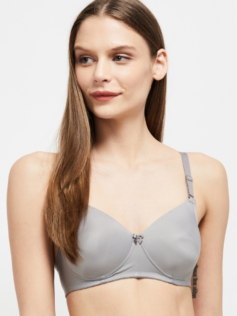 

max Grey Solid Lightly Padded Non-Wired T-Shirt Bra-PA20PDNW02DOVE
