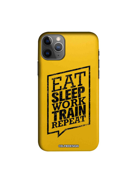 

CelfieDesign Yellow & Black Eat Sleep Signature Quirky Sustainable Apple iPhone 11 Pro Back Cover