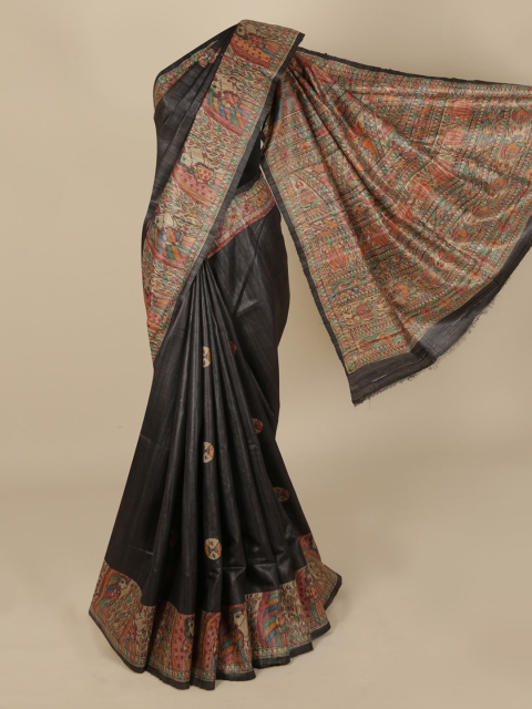 

Pothys Grey & Beige Jute Silk Printed Saree