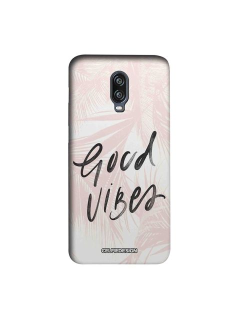 

CelfieDesign Pink & Black Good Vibes Printed OnePlus 6T Sustainable Back Cover
