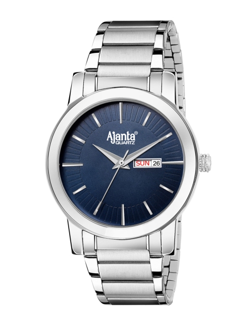 

Ajanta Men Silver-Toned & Blue Analogue Watch AWC502ISG/BS/SS