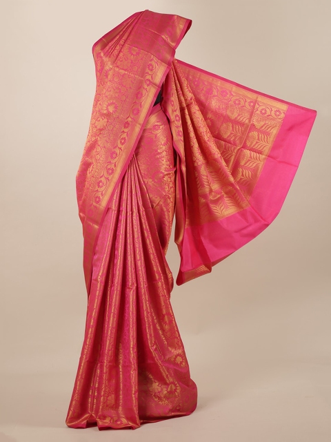 

Pothys Pink & Gold-Toned Tissue Woven Design Saree