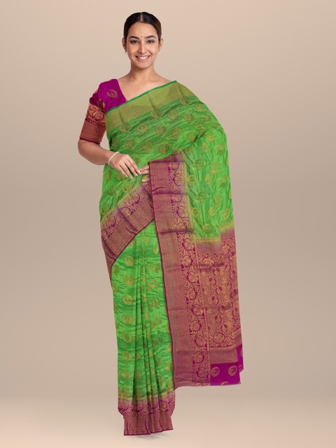 

KLM Fashion Mall Green & Pink Silk Blend Woven Design Saree