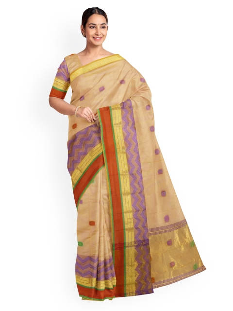 

KLM Fashion Mall Beige Woven Design Silk Blend Saree