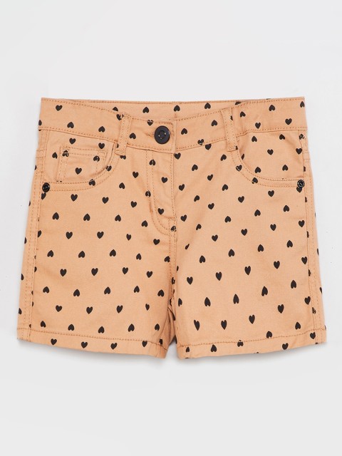 

max Girls Peach-Coloured & Black Printed Hot Pants