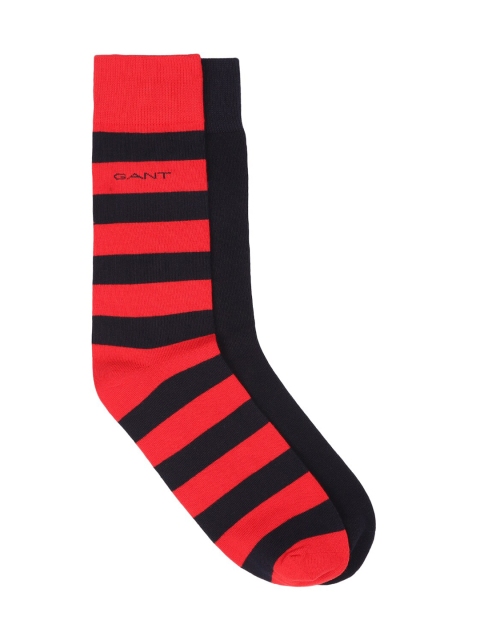 

GANT Men Black & Red Printed Ankle-Length Socks