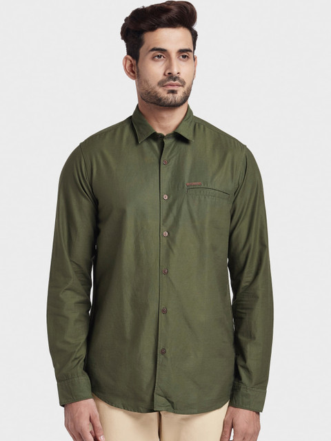 

ColorPlus Men Green Regular Fit Solid Casual Shirt