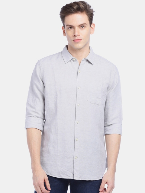 

GAP Men Grey Standard Fit Shirt In Linen-Cotton