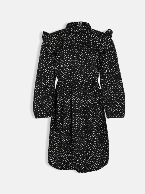 

Oxolloxo Girls Black & White Printed Fit and Flare Dress