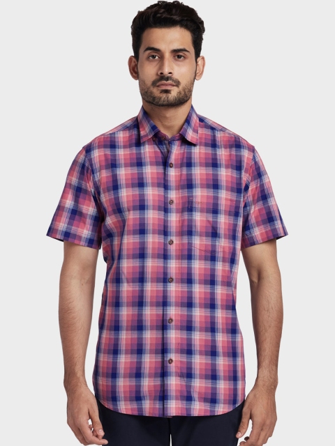 

ColorPlus Men Pink & Blue Tailored Fit Checked Casual Shirt