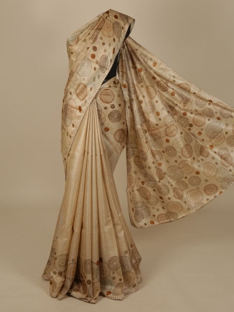 

Pothys Cream-Coloured Solid Saree
