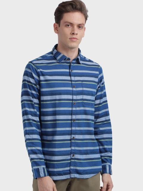 

ColorPlus Men Navy Blue Regular Fit Striped Casual Shirt