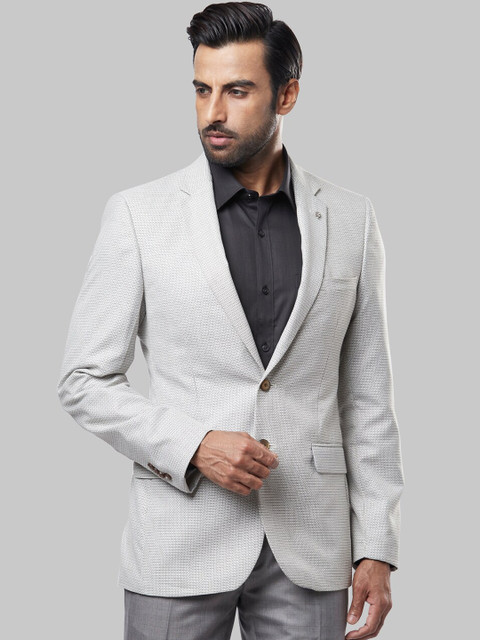 

Raymond Men Beige Self-Design Single-Breasted Blazer