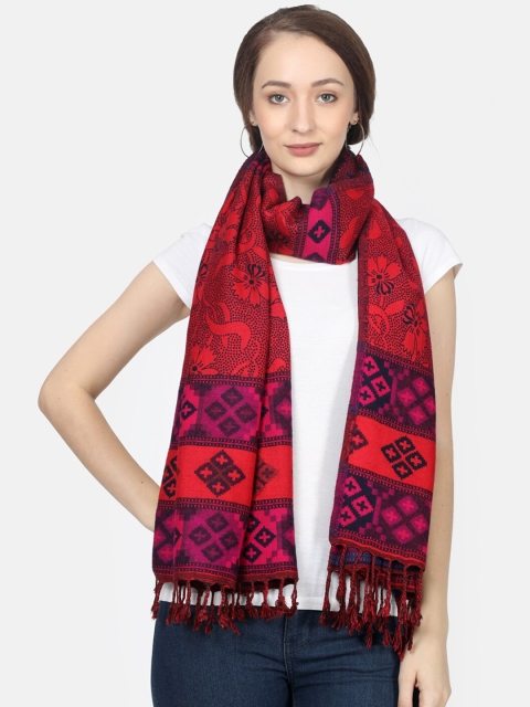 

Monte Carlo Women Red & Black Woven Design Stole