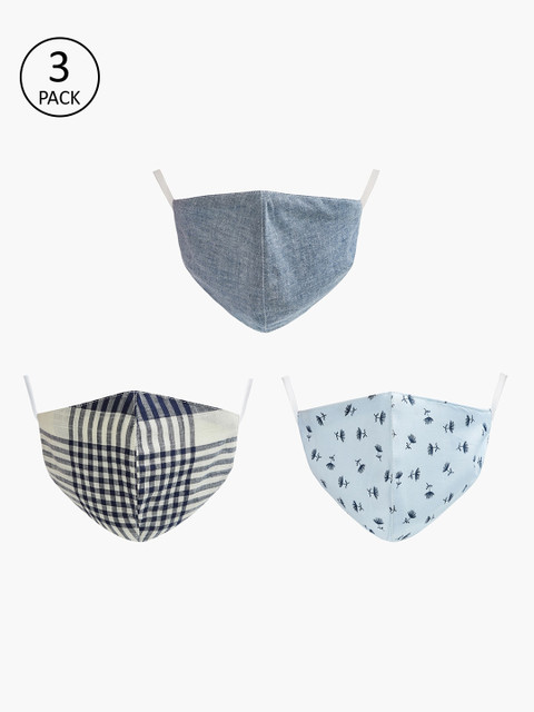 

Ginger by Lifestyle Women Pack Of 3 Reusable 2-Ply Cloth Masks, Blue
