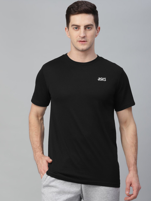 

ASICS Men Black Solid Round Neck T-shirt