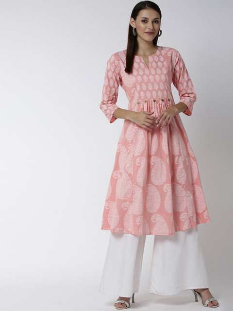 

Soch Women Pink & White Printed Anarkali Kurta