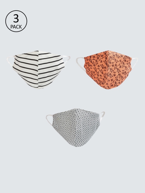 

Ginger by Lifestyle Women Pack Of 3 Printed Reusable 2-Ply Cloth Masks, Black