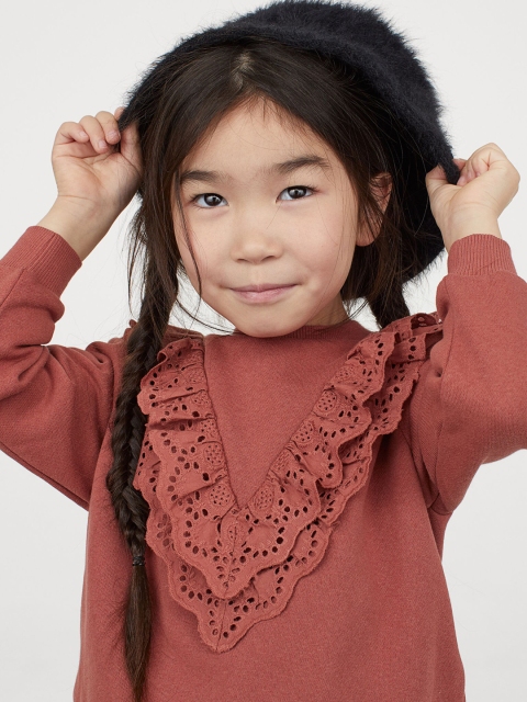 

H&M Girls Rust Red Solid Sweatshirt