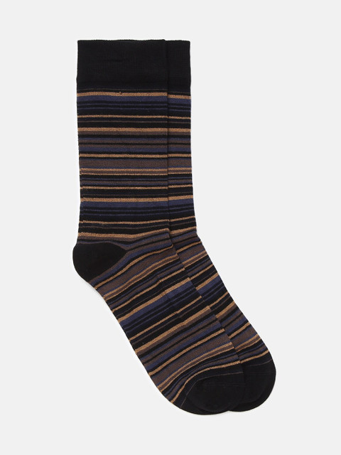 

LINDBERGH Men Brown & Black Striped Above Ankle-Length Socks