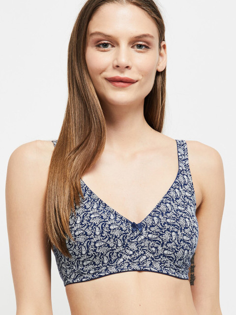 

max Women Blue & White Printed Non-Wired Lightly Padded T-shirt Bra SU20SCB07CBLUE