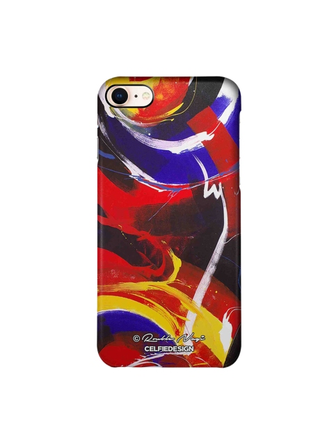

CelfieDesign Black & Yellow Abstract Printed Sustainable iPhone 8 Back Case, Red