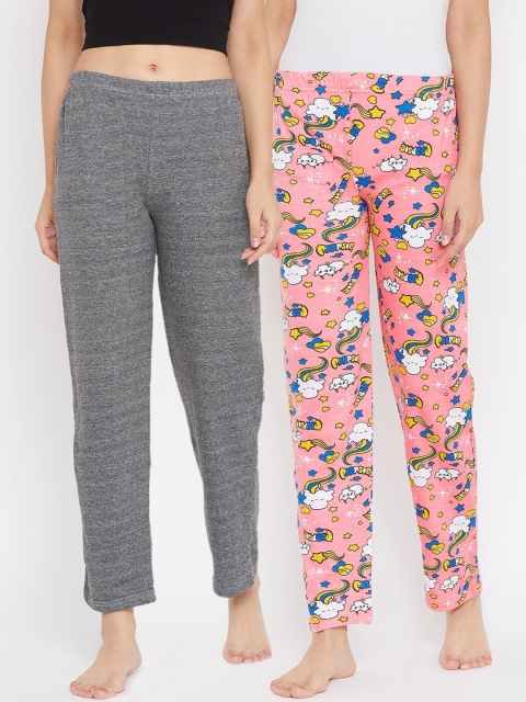

StyleStone Women Grey & Pink Pack of 2 Printed Lounge Pants