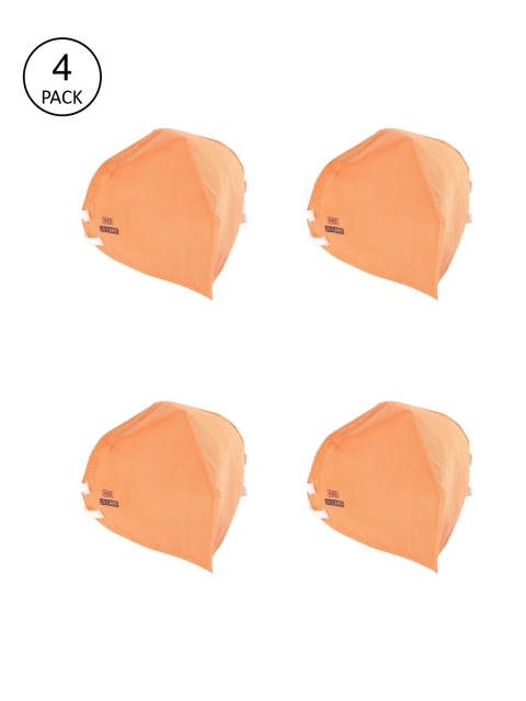 

JS Care Unisex Pack Of 4 Orange 6-Ply Reusable N95 Masks
