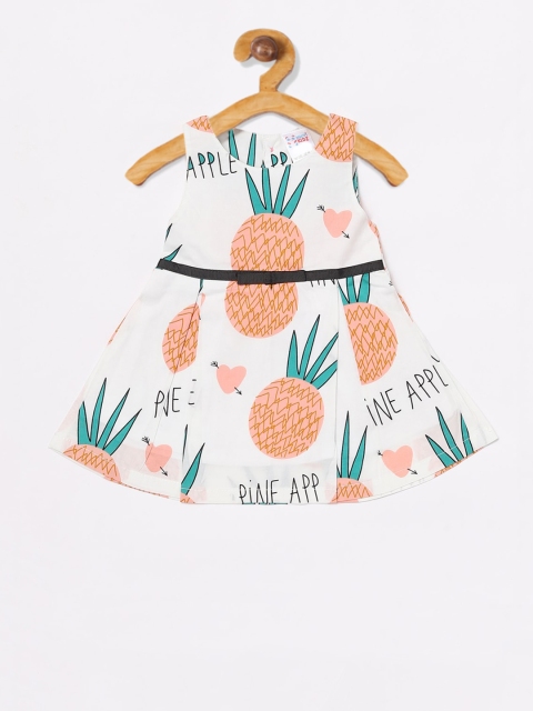 

NAUTI KIDZ Girls White Printed Fit and Flare Dress