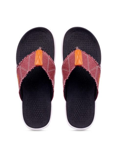 

bacca bucci Men Maroon & Orange Solid Thong Flip-Flops