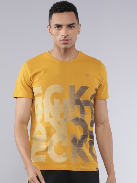

Ecko Unltd Men Mustard Yellow Printed Round Neck T-shirt