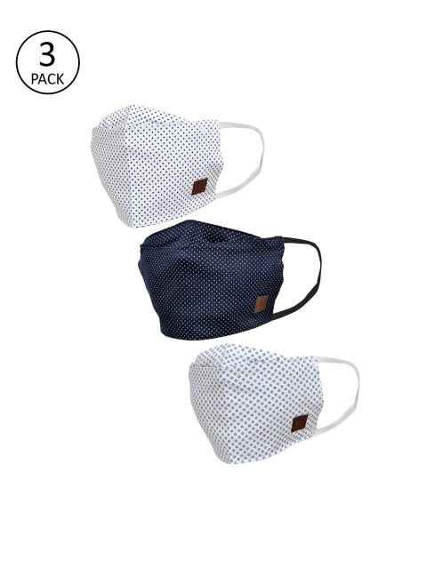 

Allen Cooper Unisex Pack Of 3 Printed 3-Ply Reusable Protective Outdoor Mask, White