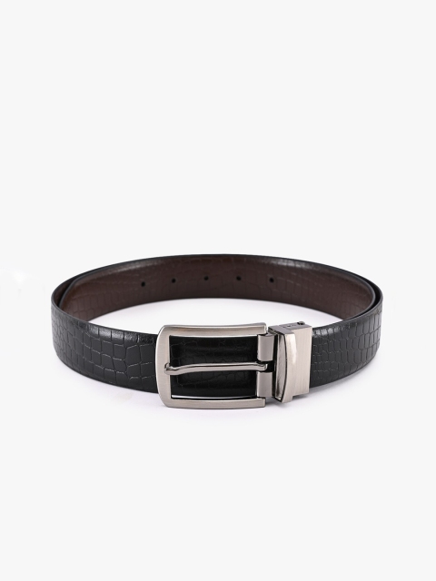 

BuckleUp Men Black & Brown Textured Reversible Leather Belt