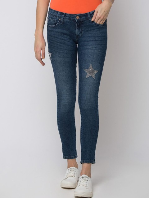 

SPYKAR Women Blue Slim Fit Mid-Rise Clean Look Jeans