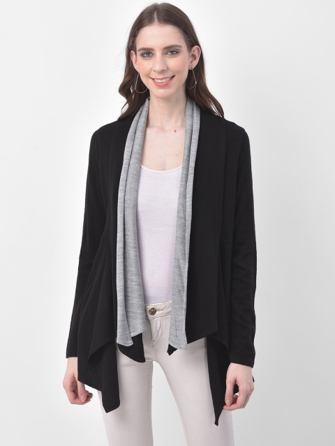 

Latin Quarters Women Black Solid High-Low Shrug
