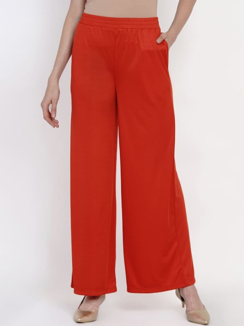 

Texco Women Red Regular Fit Solid Parallel Trousers