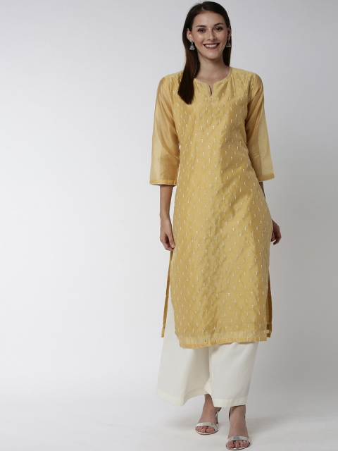 

Soch Women Yellow Embroidered Straight Kurta