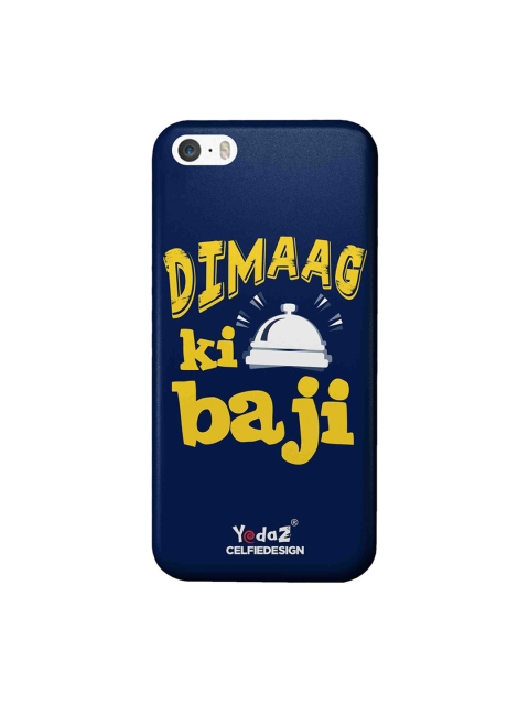 

CelfieDesign Navy Blue & Yellow Dimaag Ka Ghanti Bajne Laga Yedaz Quirky Sustainable Apple iPhone SE Mobile Back Cover