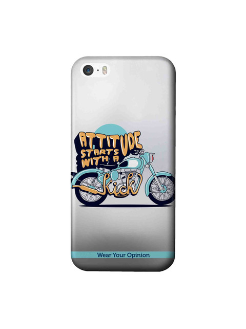 

CelfieDesign White & Blue Attitude With Kick Wear Your Opinion Quirky Sustainable Apple iPhone SE Mobile Back Cover