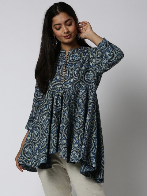 

Soch Women Blue & Black Printed Tunic