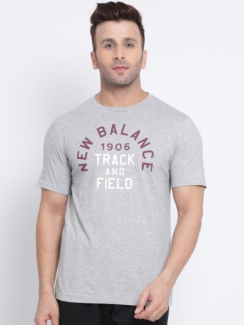 

New Balance Men Grey Printed Round Neck T-shirt