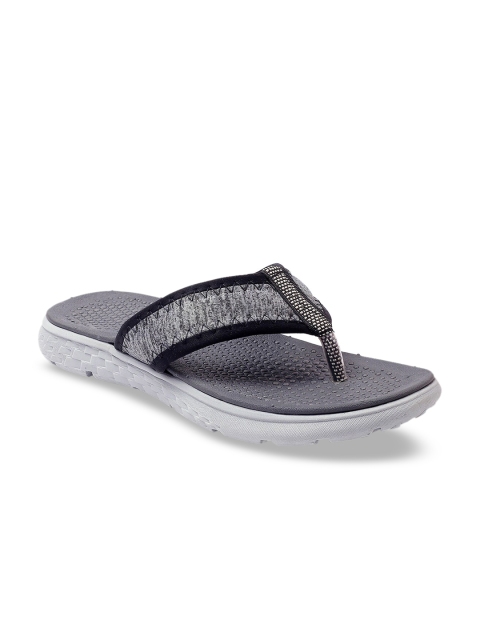 

bacca bucci Men Grey & Black Self Design Thong Flip-Flops